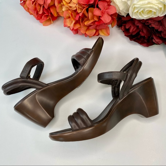 Kenneth Cole REACTION Hip Pop Wedge Sandals Chocolate 9M - Picture 2 of 14